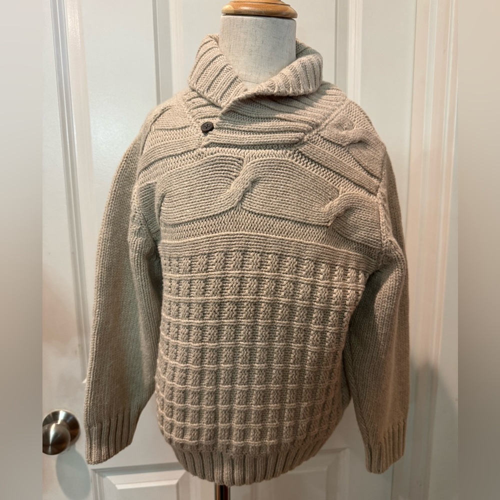 Gymboree 5T Beige Cable Sweater with Button Collar